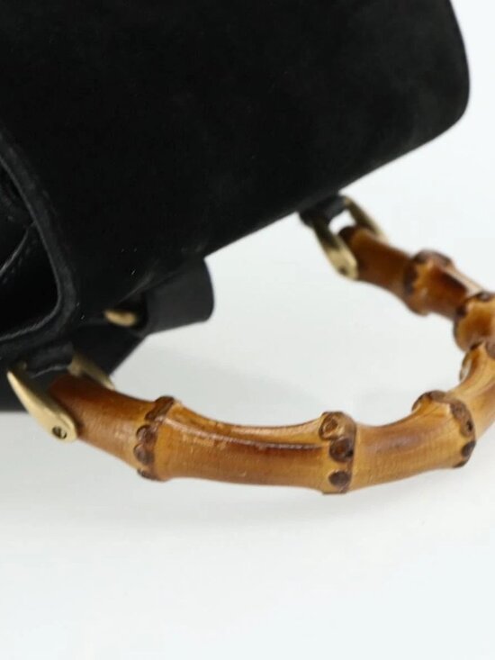 GUCCI Bamboo Backpack Suede Black Gold 003 2034 0030 Auth 177116 main image 10